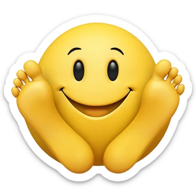 3d human like yellow smiley with feet and toes sticker