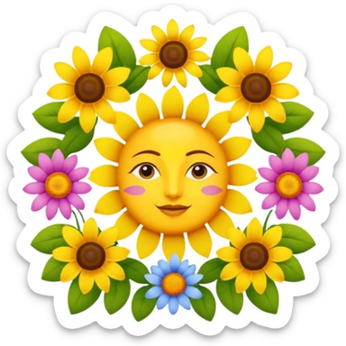 Logo of Madhu Gupta written on the sun surrounded by flowers sticker