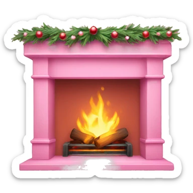 Pink christmas fireplace sticker
