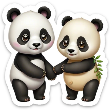 Panda bear and chickpea holding hands sticker