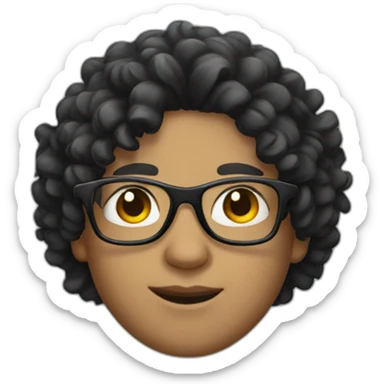 boy with black curly hair and galsses  sticker