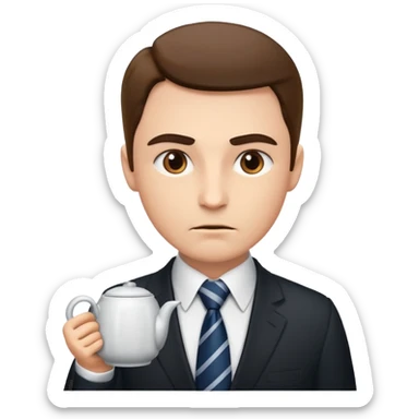 Generate boss image which is asking  for tea sticker