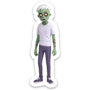 zombie boy with emo hair and white shirt sticker