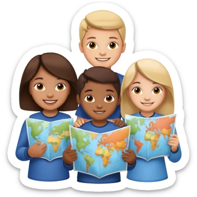 children Holding Maps sticker