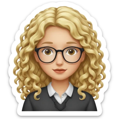 blond girl with glasses long curly hair sticker