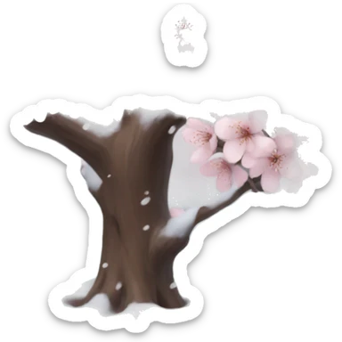 Cherry blossom tree with snow sticker
