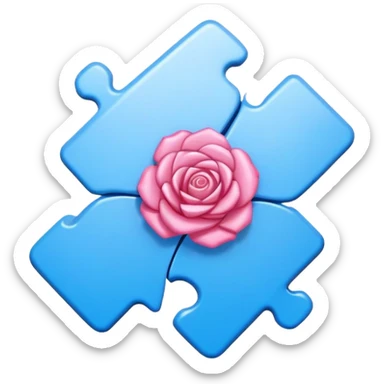 rosa azul enrollando a una pieza de puzle sticker