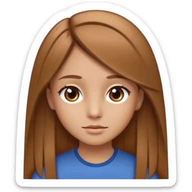 Fille châtain raie au milieu cheveux long et yeux marron et peau beige cheveux lisse pas de4iere les oreilles  sticker