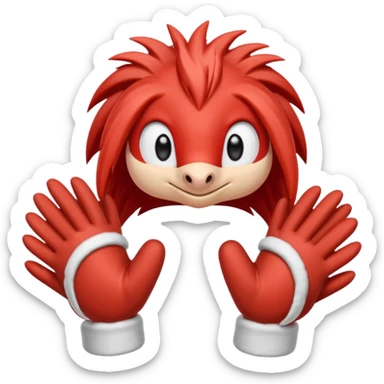 knuckles a red animal with peach arms and white mittens that have no fingers , he’s a echidna with red eyes sticker
