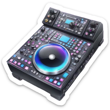 Realistic isolated DJ Sound control board with pink,blue,and purple sparkling diamonds and rhinestones on it. sticker
