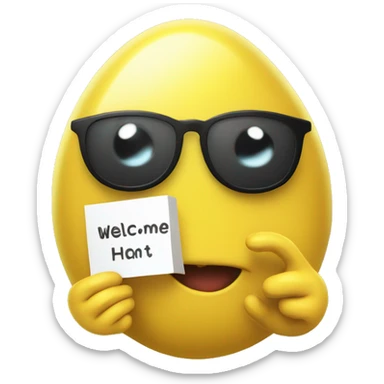 cute yellow blob holding a sign that says "Your Welcome" sticker