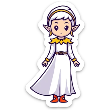 elegant female elf with feminine features, beautiful dress, graceful posture sticker