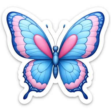 Blue butterfly with a pink heart sticker