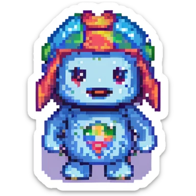 playful pixel art object or mascot based on فبلبارادادلد, 8-bit style, no text sticker