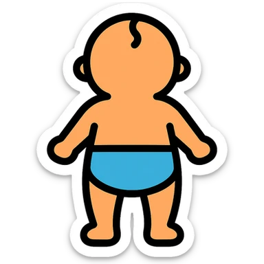 color outline icon of a baby standing with back facing sticker