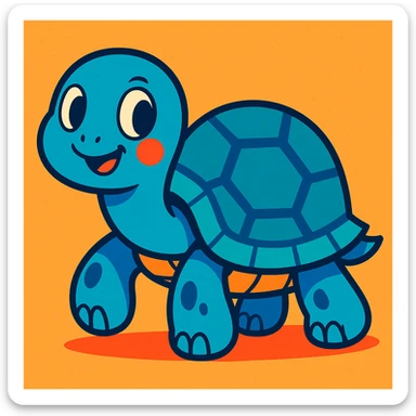 blue turtle, cartoon style sticker