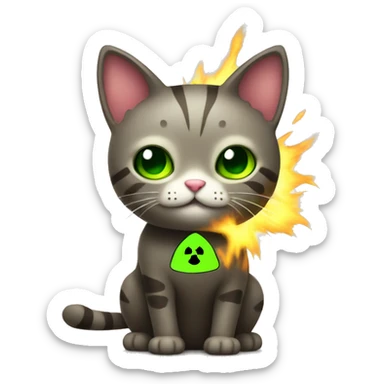 Cute Nuclear cat with radioactive energy  sticker