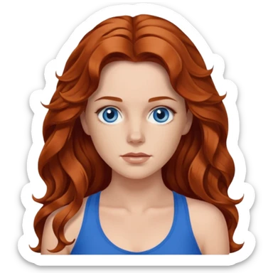 Matt Ryan Constantine and Long wavy Auburn hair woman BLUE eyes wearing blue cami sticker