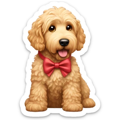 Golden doodle with bow on her neck sticker