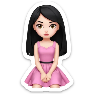 a pretty bratz fair girl with black hair sitting bored sticker