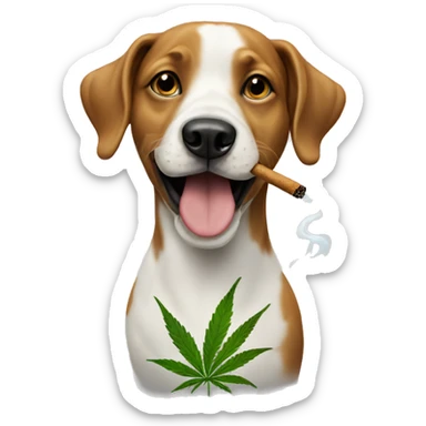 Happy dog smoking weed  sticker