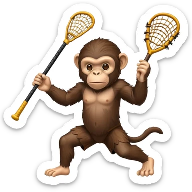 Chimp playing lacrosse sticker