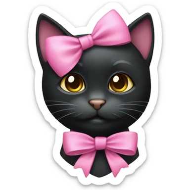 Black cat with pink bow  sticker