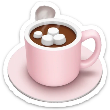 Light Pink mug of hot chocolate with marshmallows  sticker