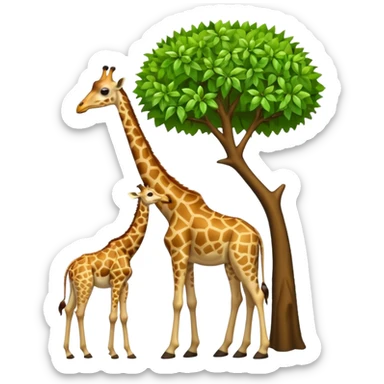 giraffe eating leaves from a tree sticker