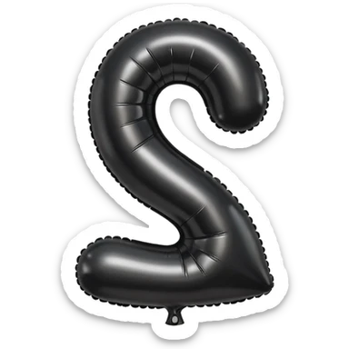 metallic black balloon number 1, classic emoji style sticker