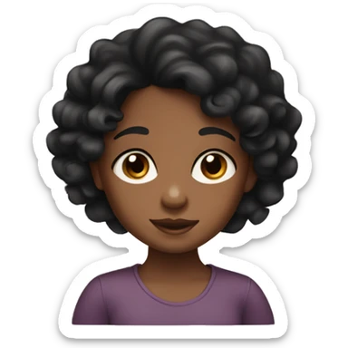 little brown skin girl with curley black hair  sticker
