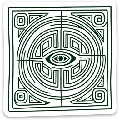 Perfect geometric Maya glyph for message received, absolutely precise shapes, ONLY white and dark green color, hieroglyphic style sticker