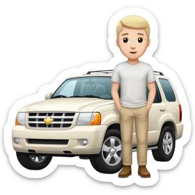 White. SUV vehicle. White male sticker