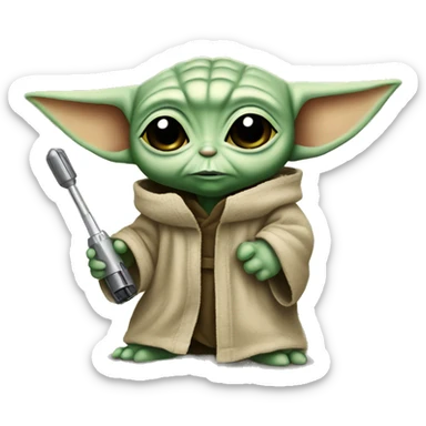 baby yoda with a screwdriver sticker