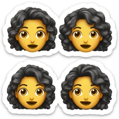 emoji con una cejaa levantada y los labios inchados y un moño en el pelo sticker