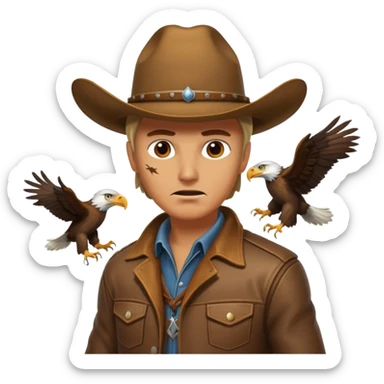 Eagle attacking cowboy sticker