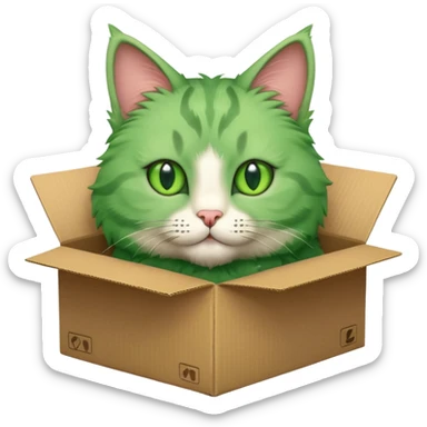 green cat in box sticker
