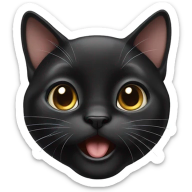 Surprised face of a black lop-eared cat sticker