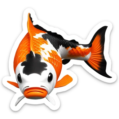 Black + Orange + White realistic koi fish, top view  sticker