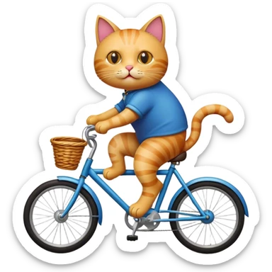 cat riding a bike sticker