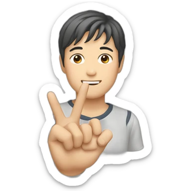Japanese guy making two with fingers sticker