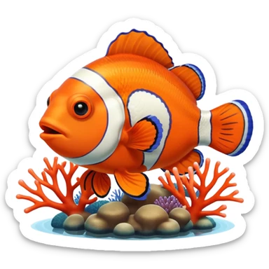 Clown fish with coral in an aquarium sticker