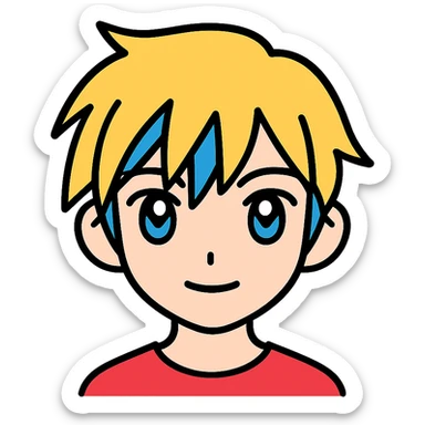 anime character face, modern icon style, clean lines, simple color palette, expressive eyes, minimal background sticker