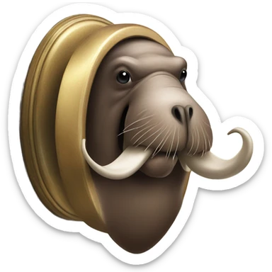 walrus eating a doorknob sticker