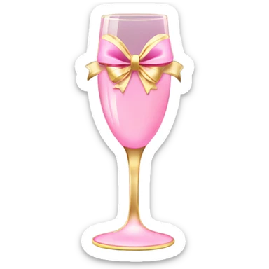 Pink champagne glass with gold bow sticker