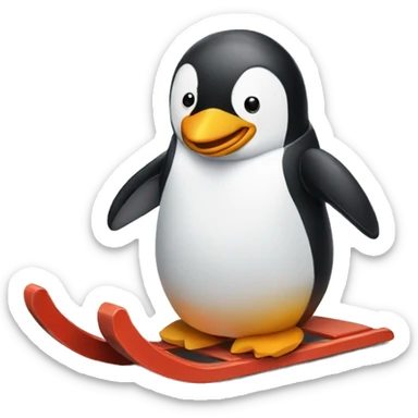 A penguin on a sled happy sticker