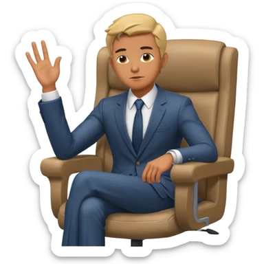 guy imitating thinker statue pose but with clothes and sitting in a office chair sticker