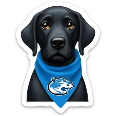 Large Black Lab dog in a Detroit Lions bandana  sticker