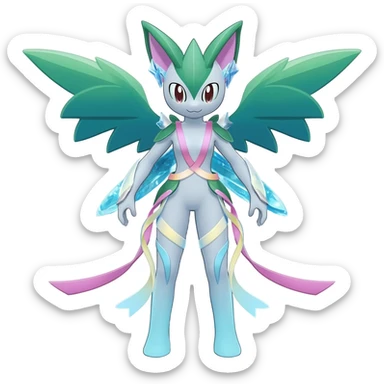 Sylveon-Espeon-Glaceon-Leafeon-hybrid-animal-Fakémon-Pokémon-fusion sticker