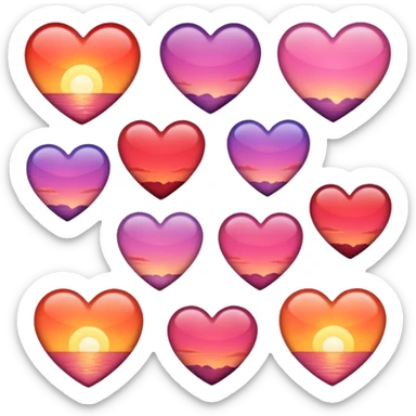 Sunset colored hearts sticker